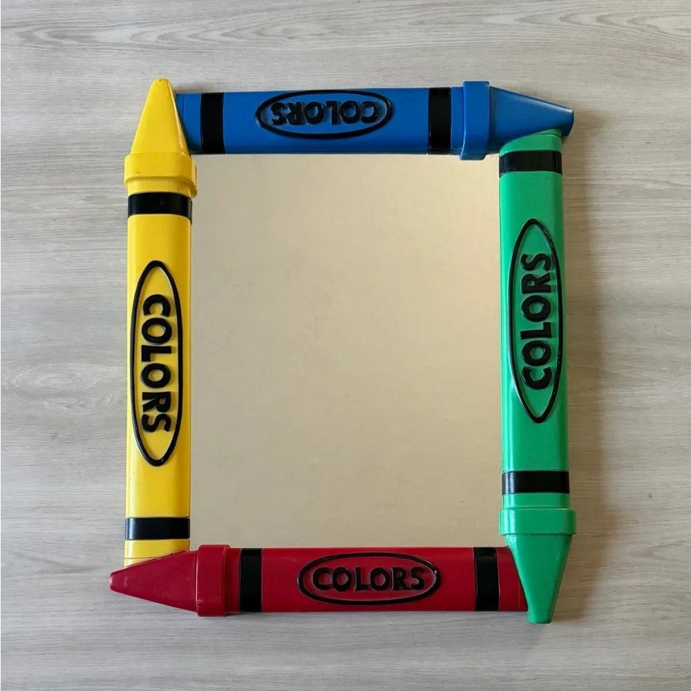 Vintage Color Crayon Accent Mirror Primary Red Yellow Blue Green Kids Decor